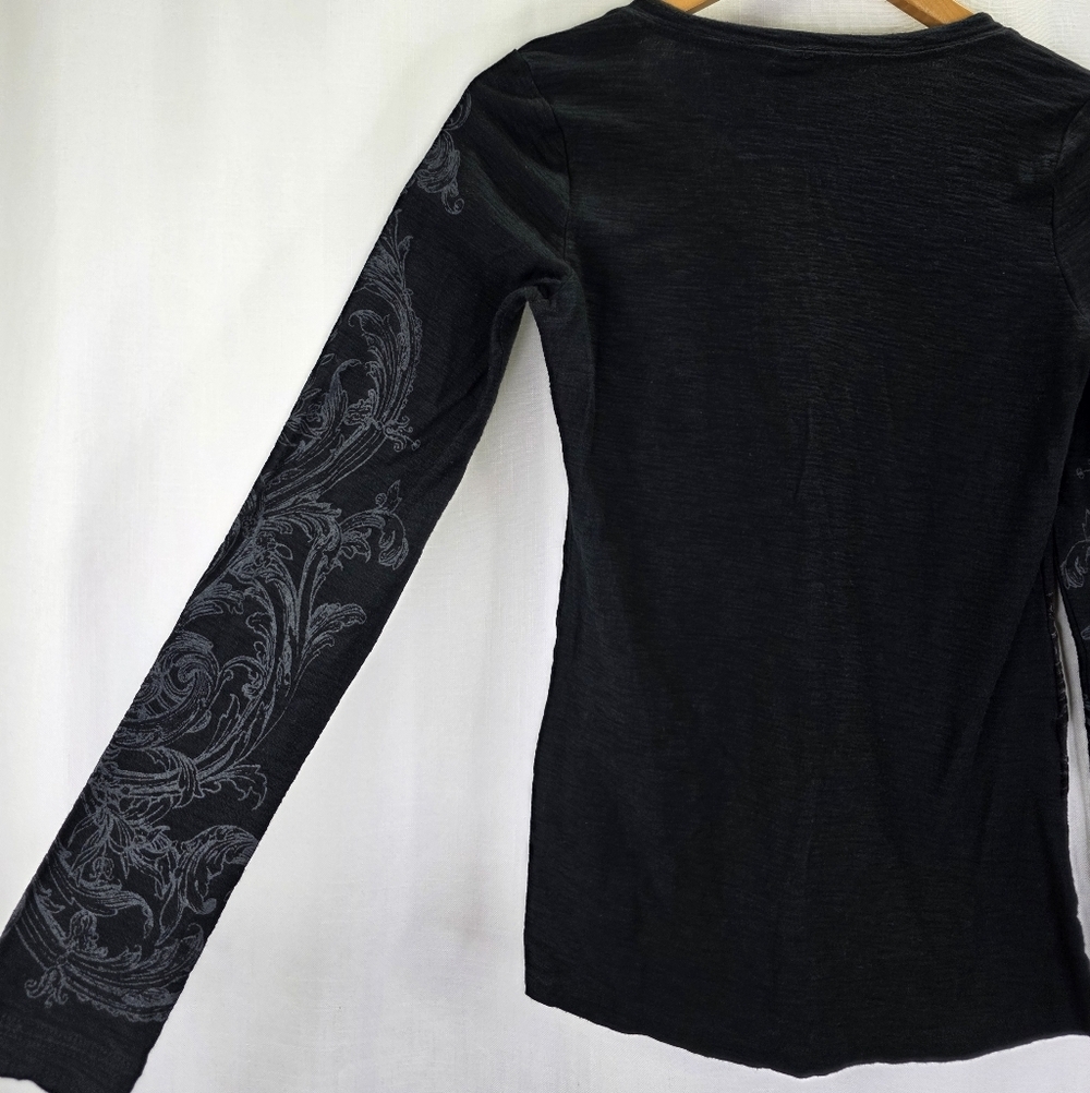 Y2k 00s Vanity Womens Whimsigoth Burnout Gothic Grunge Long Sleeve Fitted Size M - Picture 13 of 14